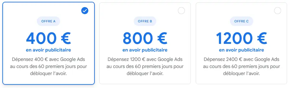 Boostez votre visibilité ! Profitez d'un avoir publicitaire Google Ads allant jusqu'à 1200€. Confiez-moi la gestion de vos campagnes pour maximiser votre retour sur investissement.